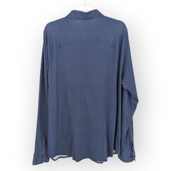 Desoto Men's 3XL Konrad Jersey Shirt Button Up Navy Print Collared Long Sleeve - Picture 3 of 10